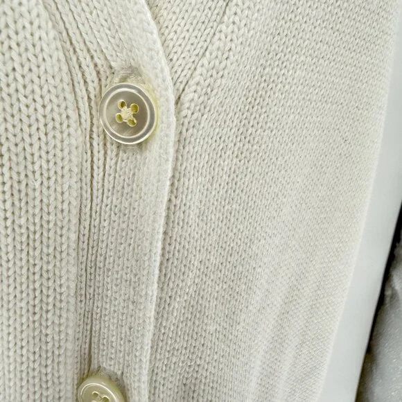 Vintage Ralph Lauren Sport Off White Boyfriend Fit Cardigan Sweater M 100% Cotto - Picture 5 of 8